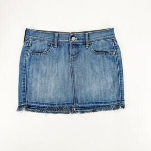 Y2k Old Navy Distressed Denim Micro Mini Skirt Size 0
